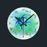 Watercolor Sea Turtle Clock<br><div class="desc">This Watercolor Sea Turtle Wall Clock features my watercolor painting print. Makes a great gift idea for a Turtle lover!</div>