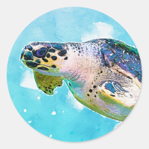 Watercolor Sea Turtle Envelope Sticker Seal