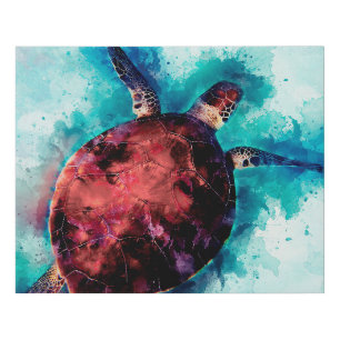 Watercolor Sea Turtle Faux Canvas Print