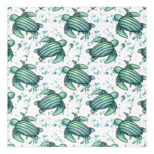 watercolor sea turtle green blue pattern animal acrylic print
