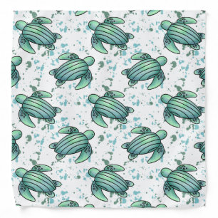 watercolor sea turtle green blue pattern animal bandana
