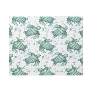 watercolor sea turtle green blue pattern animal gallery wrap