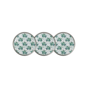 watercolor sea turtle green blue pattern animal golf ball marker