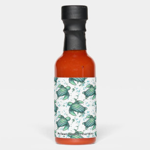 watercolor sea turtle green blue pattern animal hot sauces