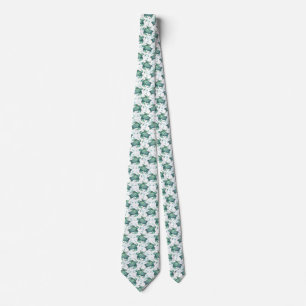 watercolor sea turtle green blue pattern animal neck tie