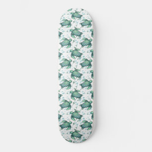 watercolor sea turtle green blue pattern animal skateboard