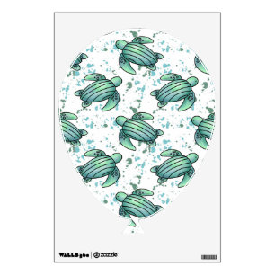 watercolor sea turtle green blue pattern animal wall decal