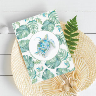 Watercolor Sea Turtle Leaves Bridesmaid Proposal Thank You Card