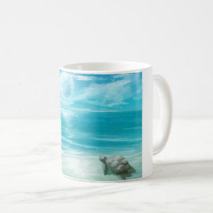 Watercolor Sea Turtle Nesting Coffee Mug