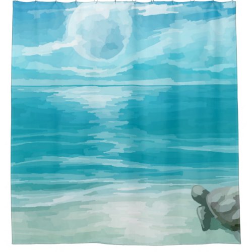 Watercolor Sea Turtle Nesting Shower Curtain