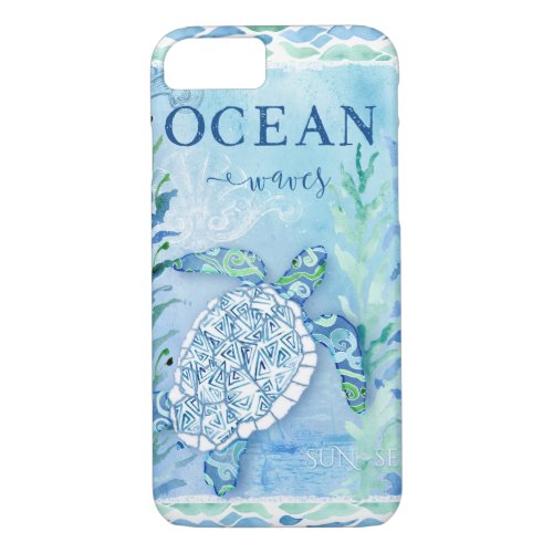 Watercolor Sea Turtle Ocean Modern Beach Triangle iPhone 87 Case