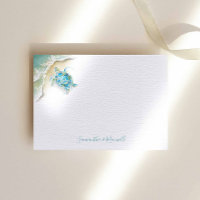 Watercolor Sea Turtle Ocean Personalized Note Card