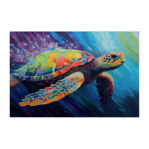 Watercolor Sea Turtle Painting Acrylic Print