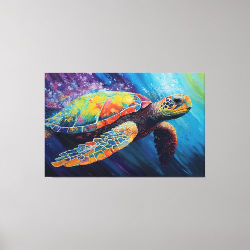 Watercolor Sea Turtle Painting Canvas
