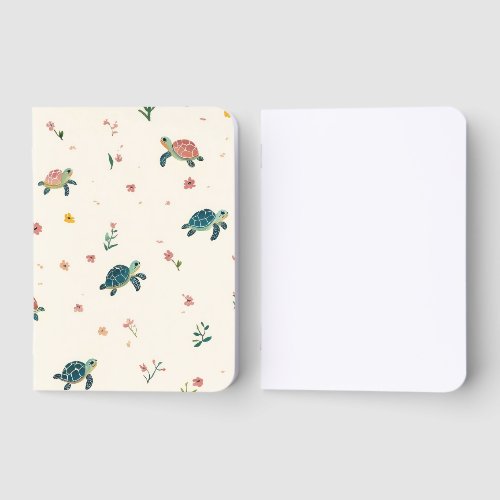 Watercolor Sea Turtle Pattern Cute Coastal Floral  Foil Vow Books