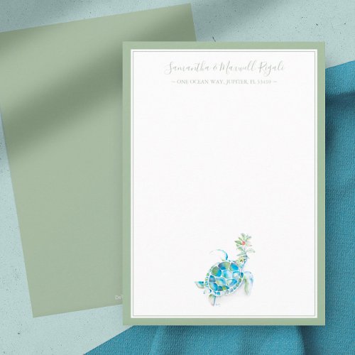 Watercolor Sea Turtle Personal Stationery Note Card