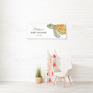 Watercolor Sea Turtle Personalized Baby Shower Banner