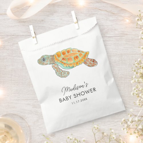 Watercolor Sea Turtle Personalized Baby Shower Favor Bag
