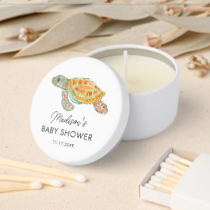 Watercolor Sea Turtle Personalized Baby Shower Mini Candle Favors