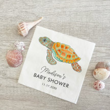 Watercolor Sea Turtle Personalized Baby Shower