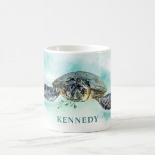 Watercolor Sea Turtle Personalized Coffee Mug