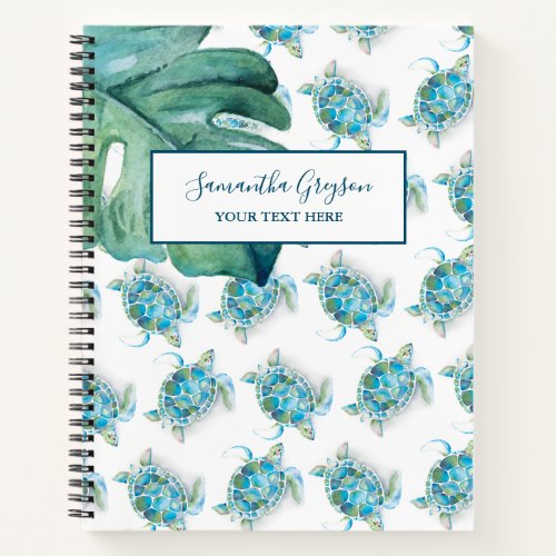 Watercolor Sea Turtle Personalized Notebook