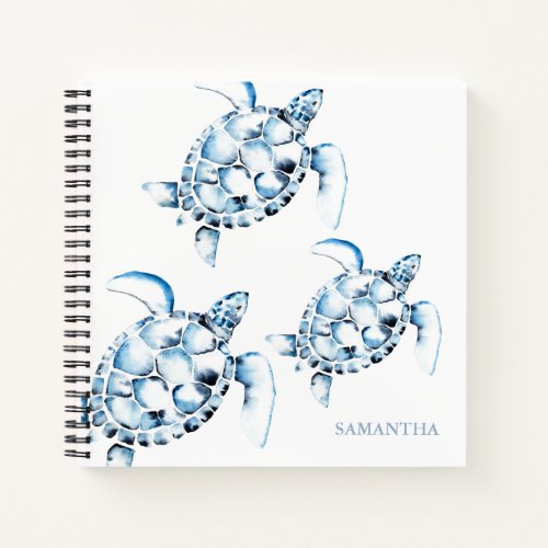 Watercolor Sea Turtle Personalized Notebook