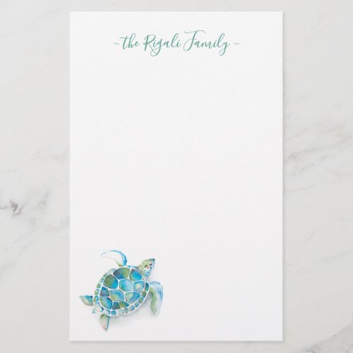 Watercolor Sea Turtle Personalized Stationery