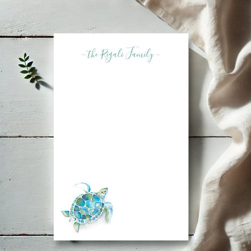 Watercolor Sea Turtle Personalized Stationery