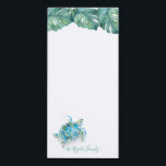 Watercolor Sea Turtle Personalized Stationery Magnetic Notepad<br><div class="desc">Elegant and coastal, this personalized stationery features your family name or monogram in a hand lettered script typography with a top boarder of my sea turtle and tropical monstera palm leaves designed using my original watercolor art. Perfect for your summer notes. To see more designs by Victoria Grigaliunas visit www.zazzle.com/dotellabelle...</div>