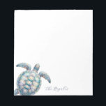 Watercolor Sea Turtle Personalized Stationery Notepad<br><div class="desc">Elegant and coastal,  this personalized stationery features your family name or monogram in a hand lettered script typography with an ornate watercolor sea turtle art. Perfect for weddings or your summer notes. To see more office home living designs and sea turtle gifts like this visit www.zazzle.com/dotellabelle</div>