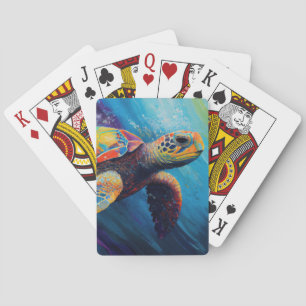 Watercolor Sea Turtle Poker Cards