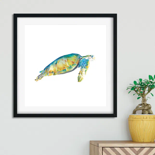Watercolor Sea Turtle Poster | Zazzle