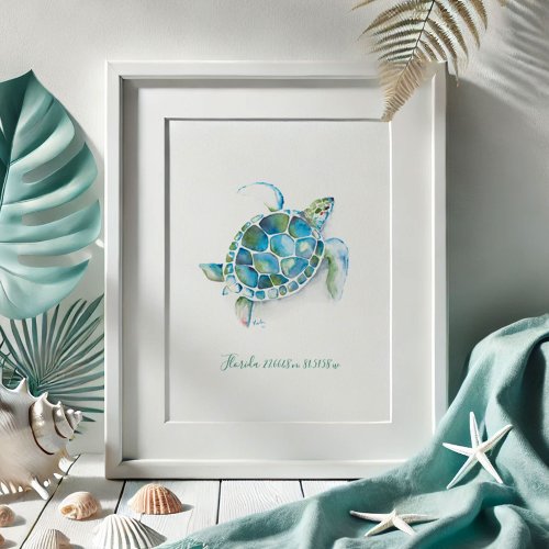 Watercolor Sea Turtle Poster