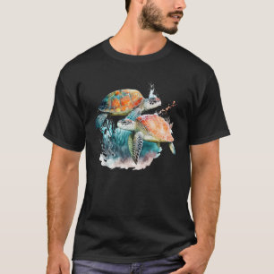 Watercolor Sea Turtle Save The Turtles Ocean Ani T-Shirt