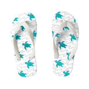 Watercolor Sea Turtle Shibori Wave Kid's Flip Flops