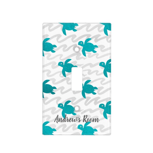 Watercolor Sea Turtle Shibori Wave Light Switch Cover (Front)