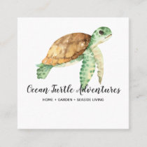 Watercolor Sea Turtle Square Business Card