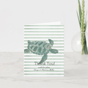 Watercolor Sea Turtle Stripes Thank You Card