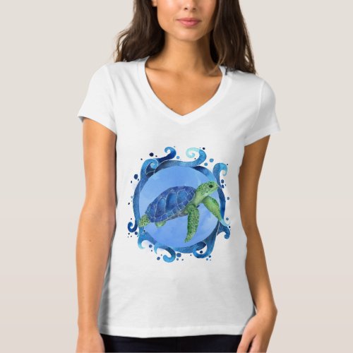 watercolor sea turtle T_Shirt