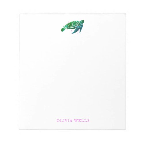 Watercolor Sea Turtle  Thank You Notepad