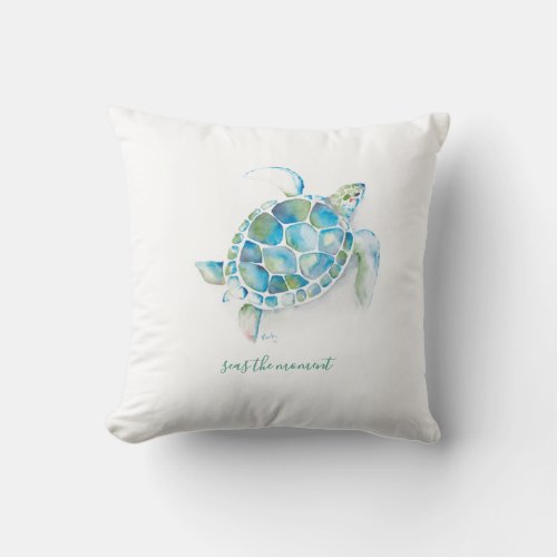 Watercolor Sea Turtle Throw Pillow