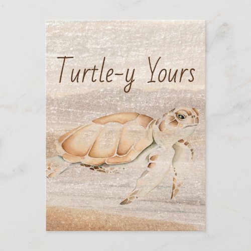 Watercolor Sea Turtle Totally Turtle_y Yours  Postcard
