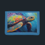 Watercolor Sea Turtle Trifold Wallet<br><div class="desc">Watercolor sea turtle swimming through the ocean,  original artwork by Nicole.</div>