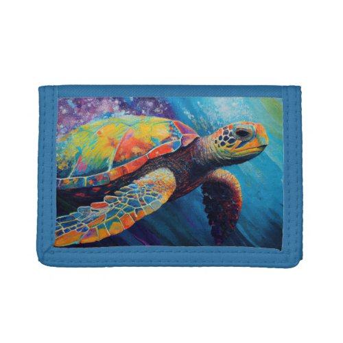 Watercolor Sea Turtle Trifold Wallet
