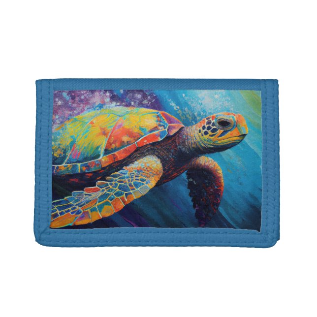 Watercolor Sea Turtle Trifold Wallet (Front)