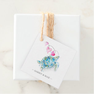Watercolor Sea Turtle Valentines Day Favor Tags