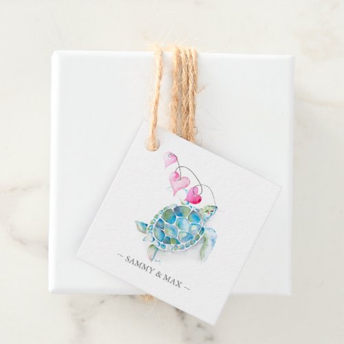 Watercolor Sea Turtle Valentines Day Favor Tags