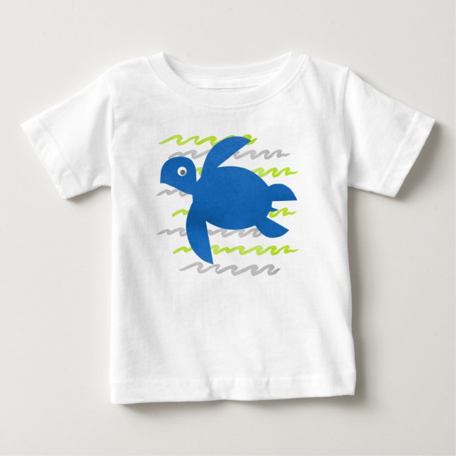 Watercolor Sea Turtle Waves Baby T-Shirt (Front)