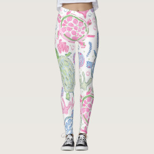 Watercolor Sea Turtles Coastal Ocean Leggings